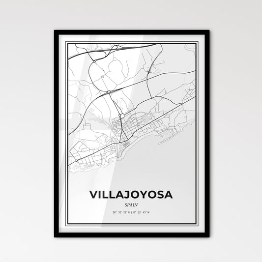 Villajoyosa Spain - Scandinavian Style City Map for Modern Home Decor