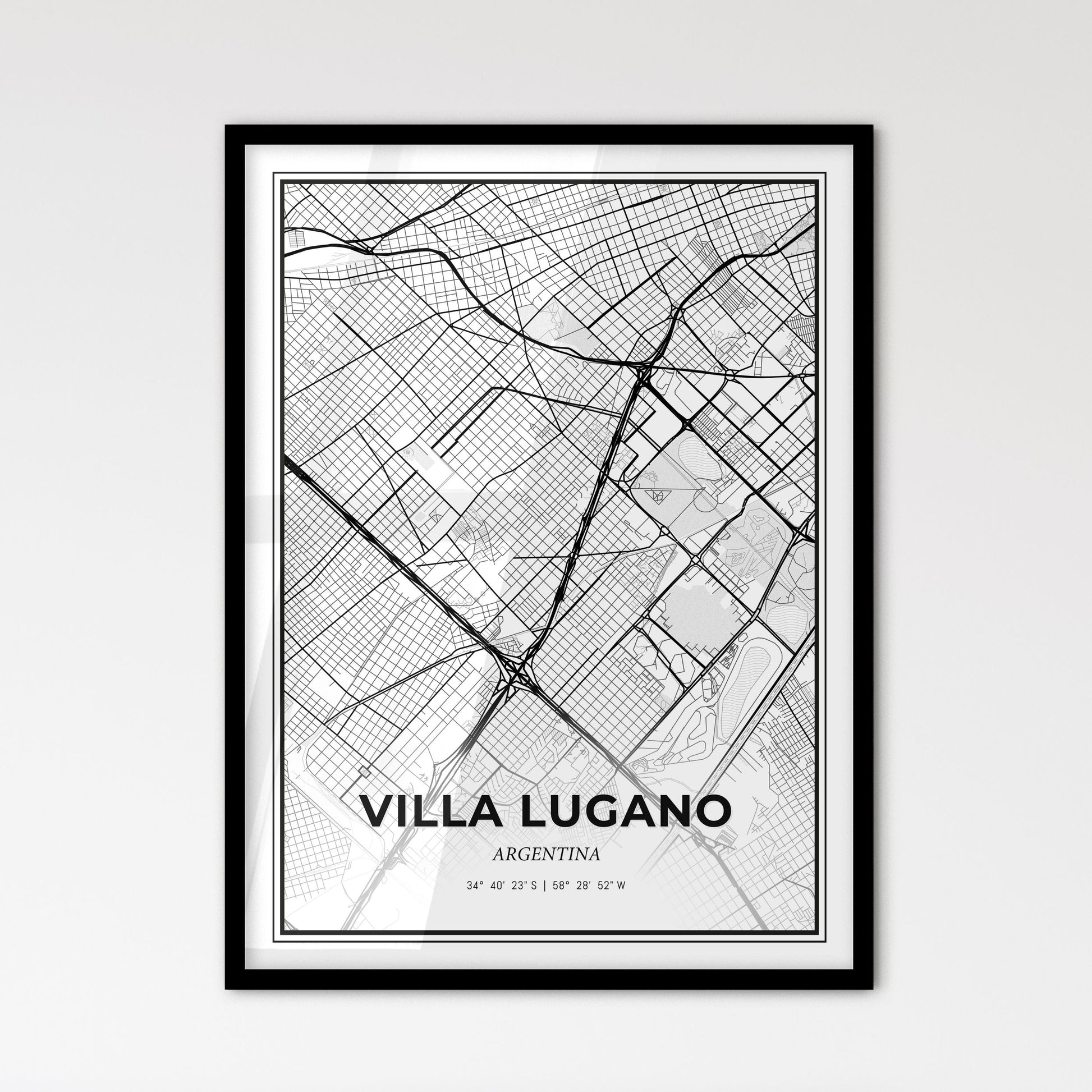 Villa Lugano Argentina - Scandinavian Style City Map for Modern Home Decor