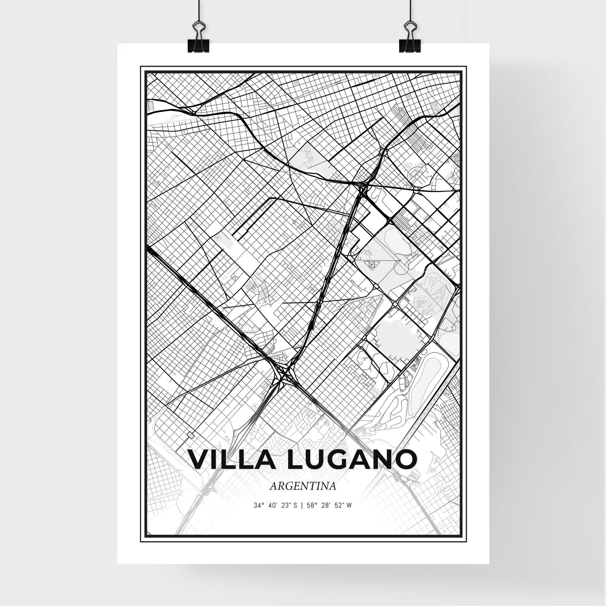 Villa Lugano Argentina - Premium City Map Poster