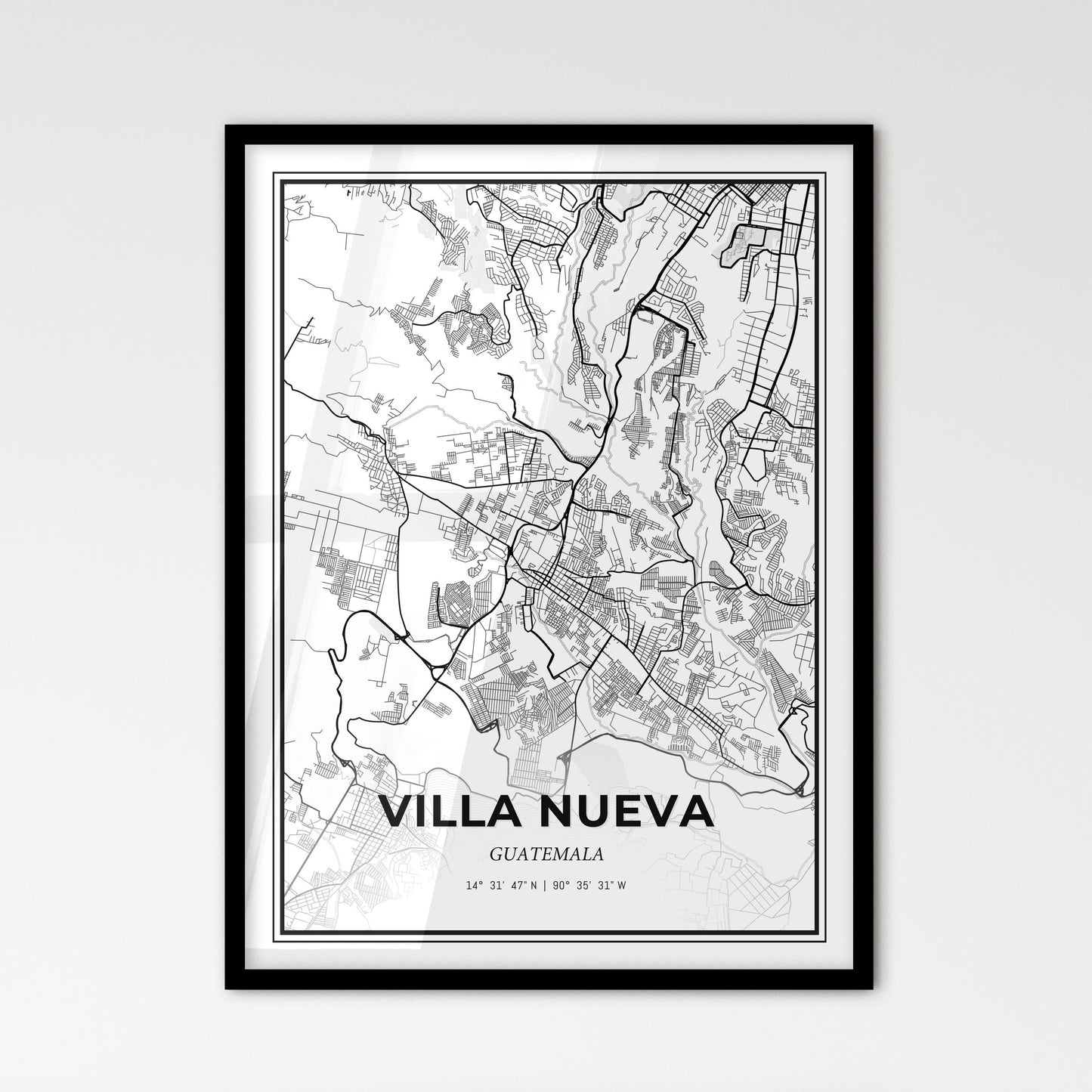 Villa Nueva Guatemala - Scandinavian Style City Map for Modern Home Decor