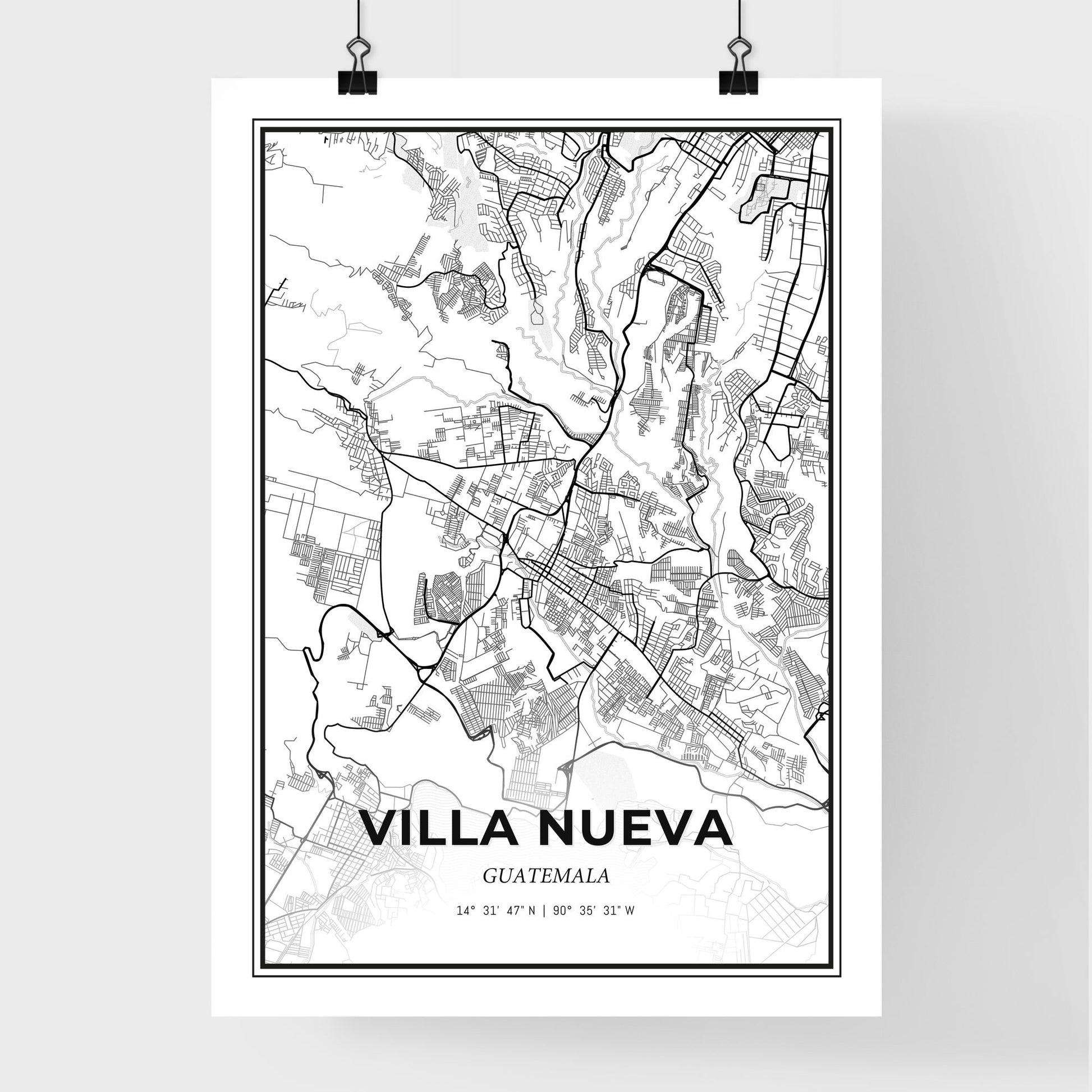 Villa Nueva Guatemala - Premium City Map Poster