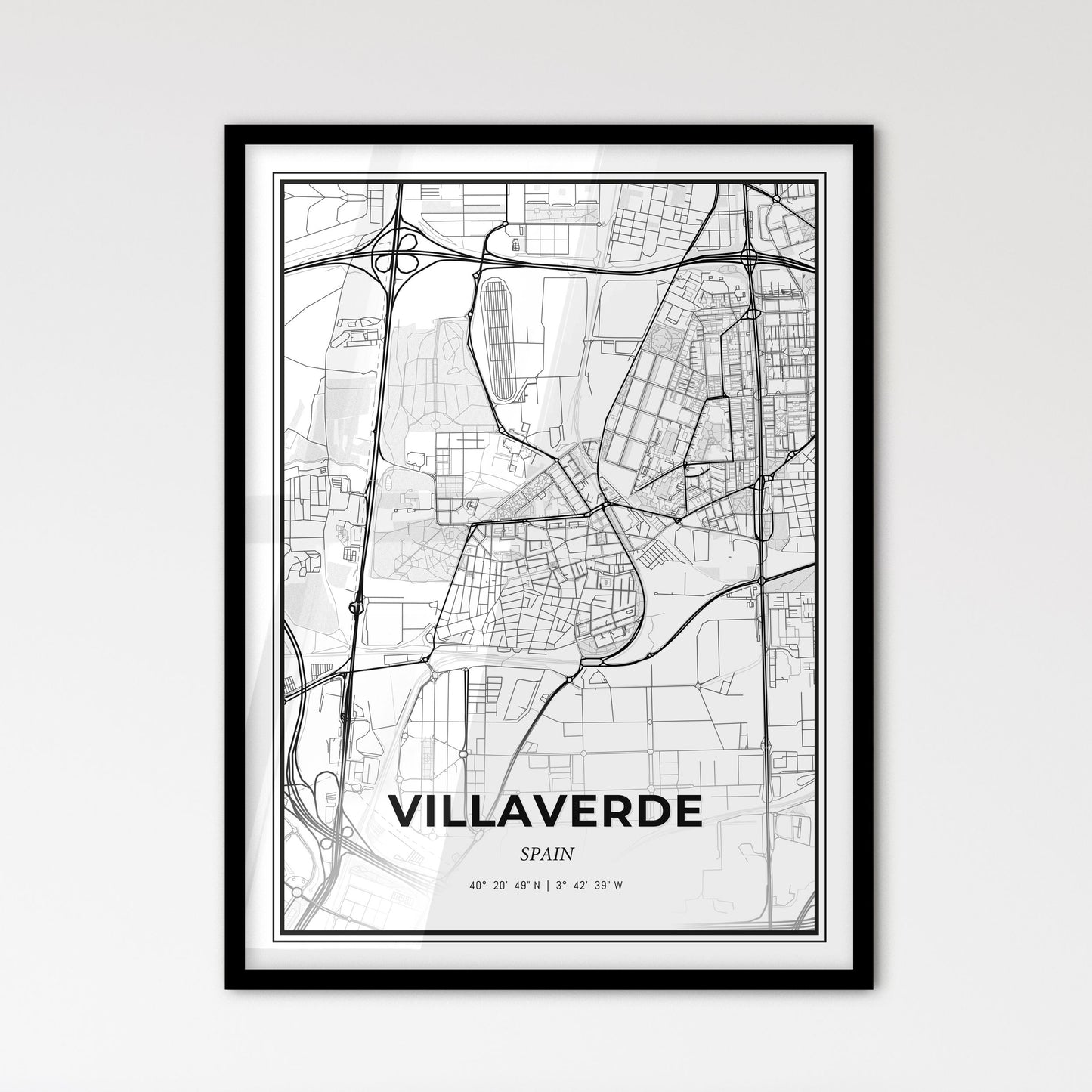 Villaverde Spain - Scandinavian Style City Map for Modern Home Decor