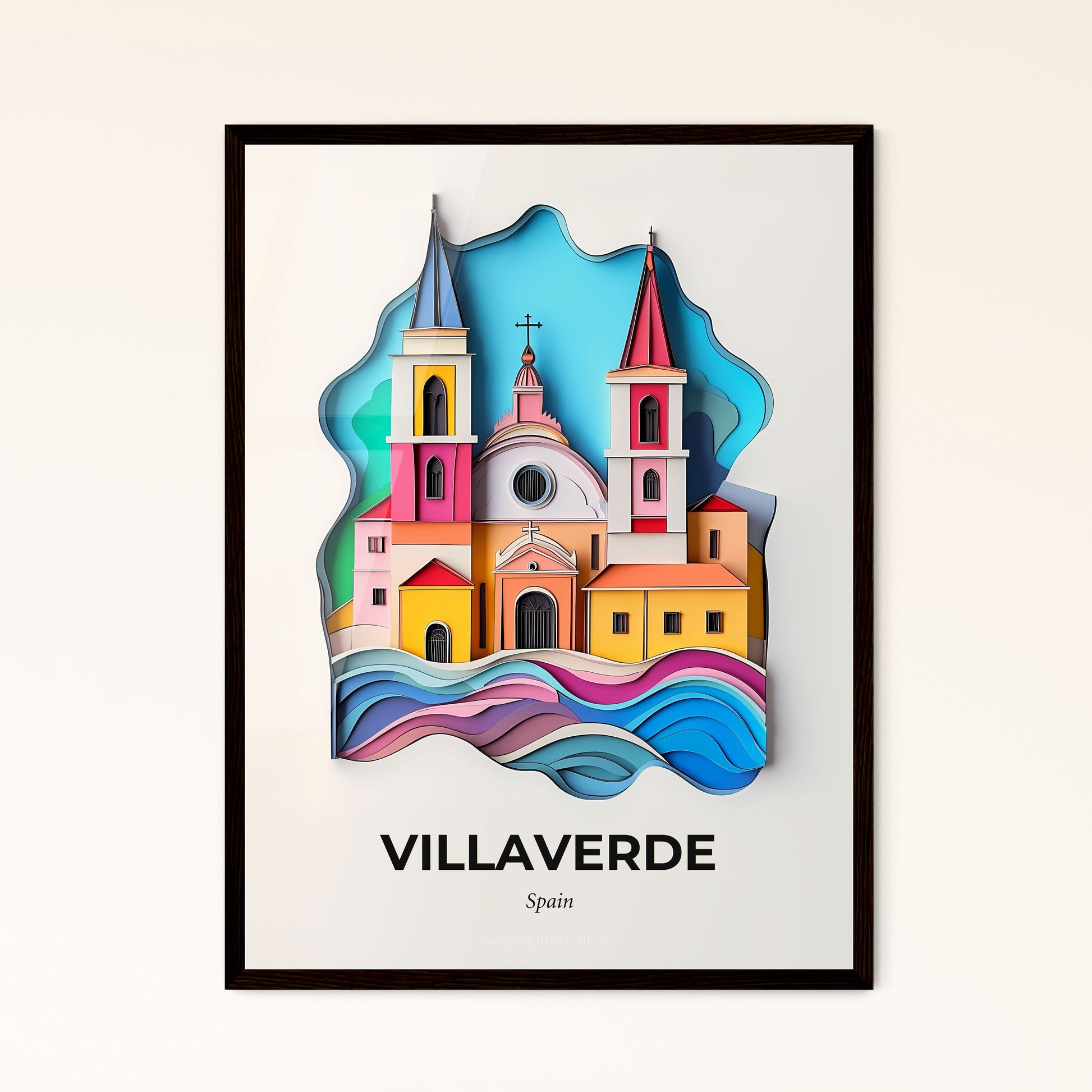 Vivid Villaverde, Spain - a paper cut of a church with a rainbow colored roof