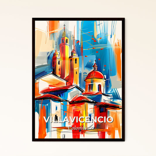 Vibrant Villavicencio, Colombia - A Painting Of A Building With Towers