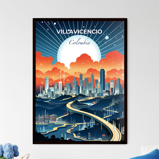 Vibrant Art Depiction of Villavicencio Skyline with Roadway and Bridge Default Title