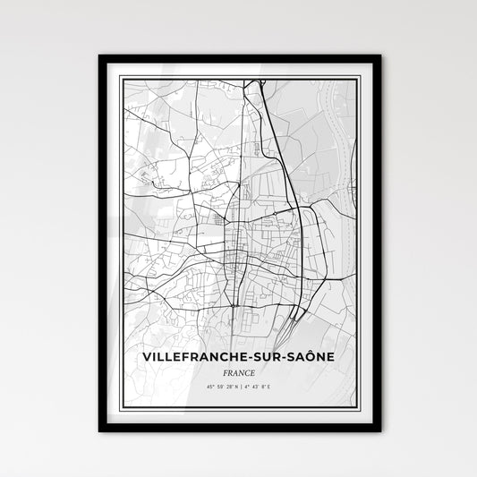 Villefranche-sur-Saône France - Scandinavian Style City Map for Modern Home Decor