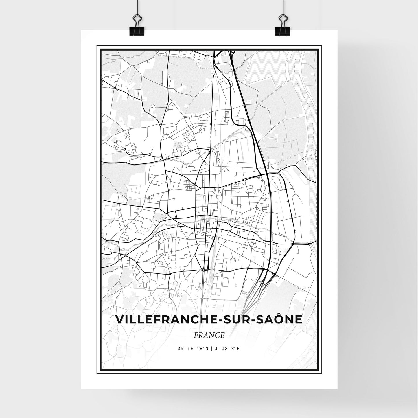 Villefranche-sur-Saône France - Premium City Map Poster