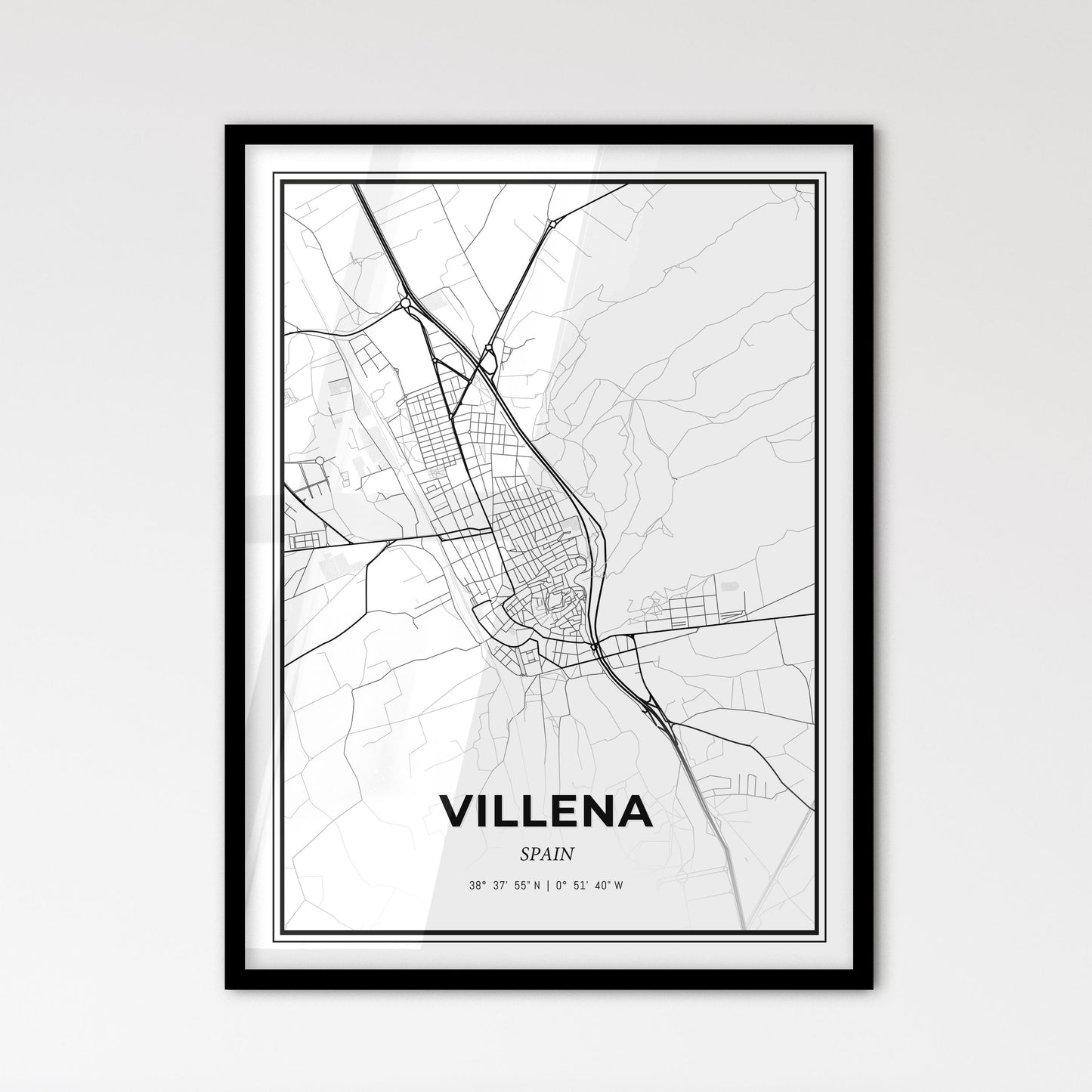 Villena Spain - Scandinavian Style City Map for Modern Home Decor