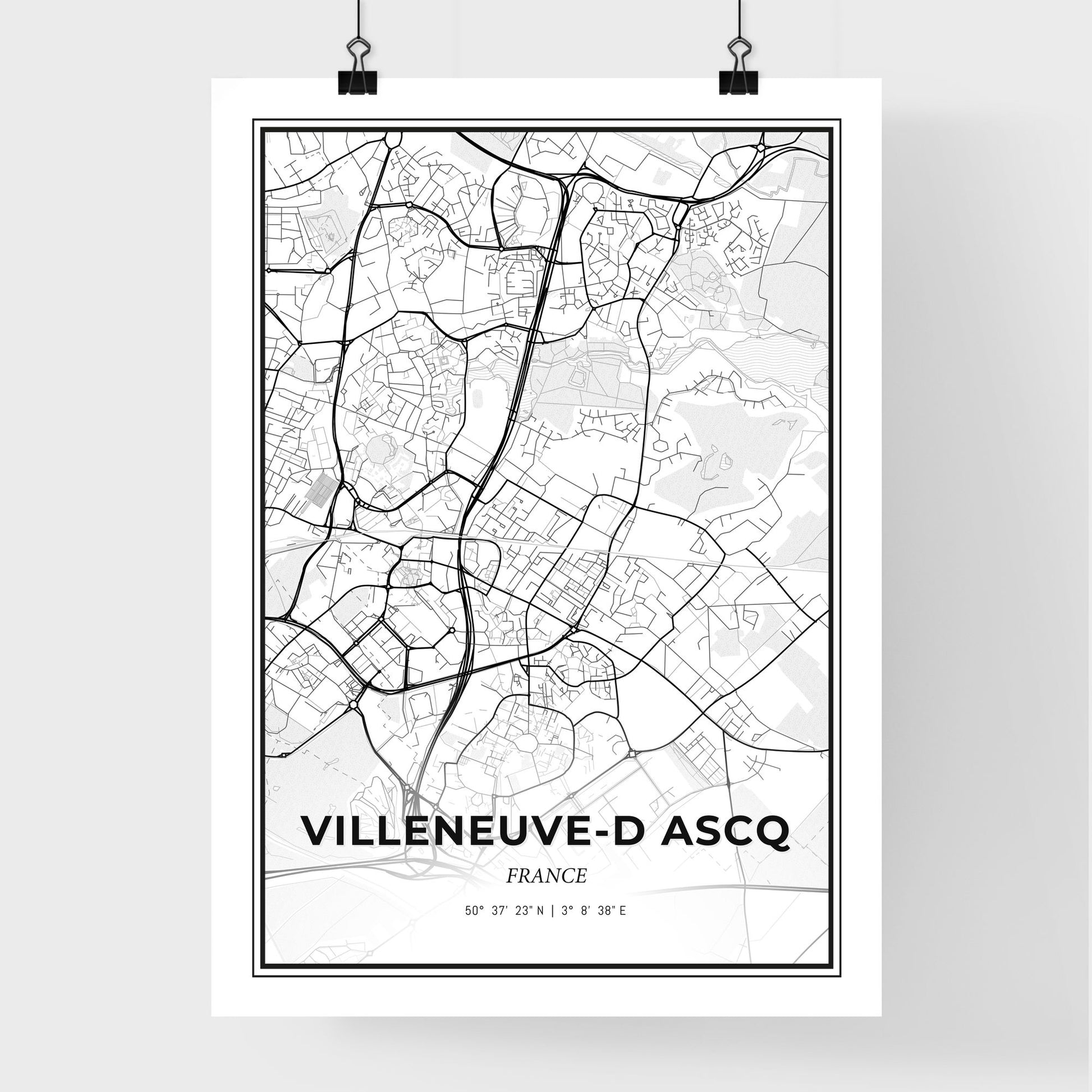 Villeneuve-d Ascq France - Premium City Map Poster