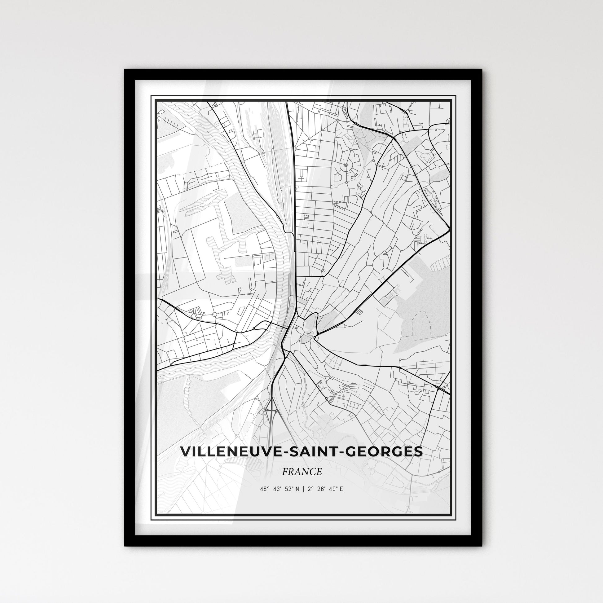 Villeneuve-Saint-Georges France - Scandinavian Style City Map for Modern Home Decor