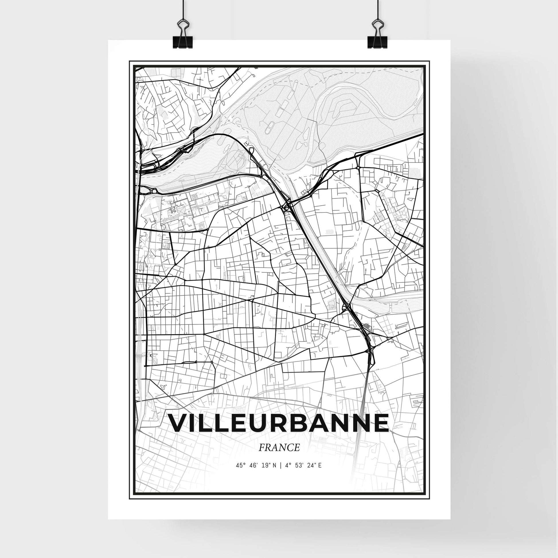 Villeurbanne France - Premium City Map Poster