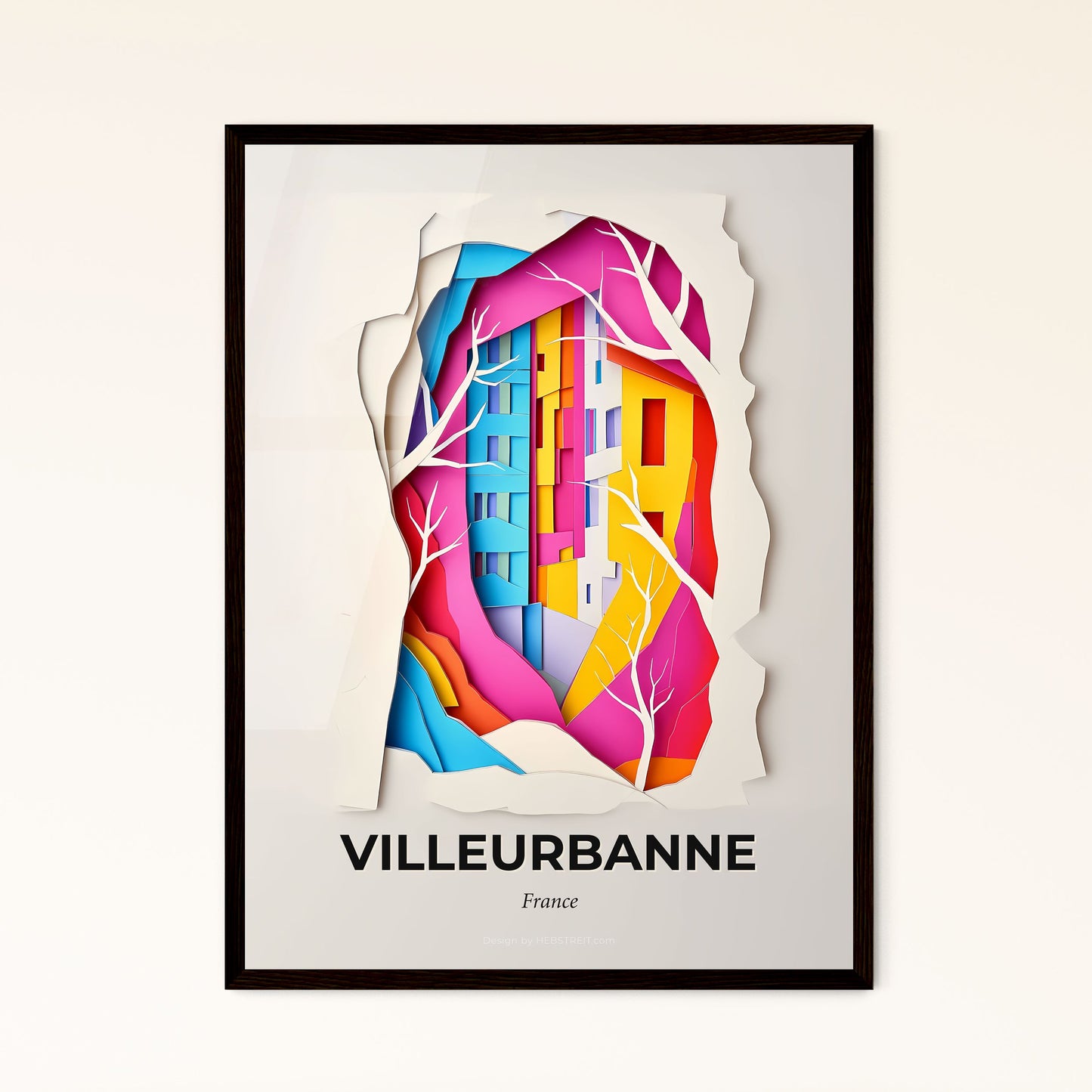 Vivid Villeurbanne, France - a paper cut of a city with trees and buildings