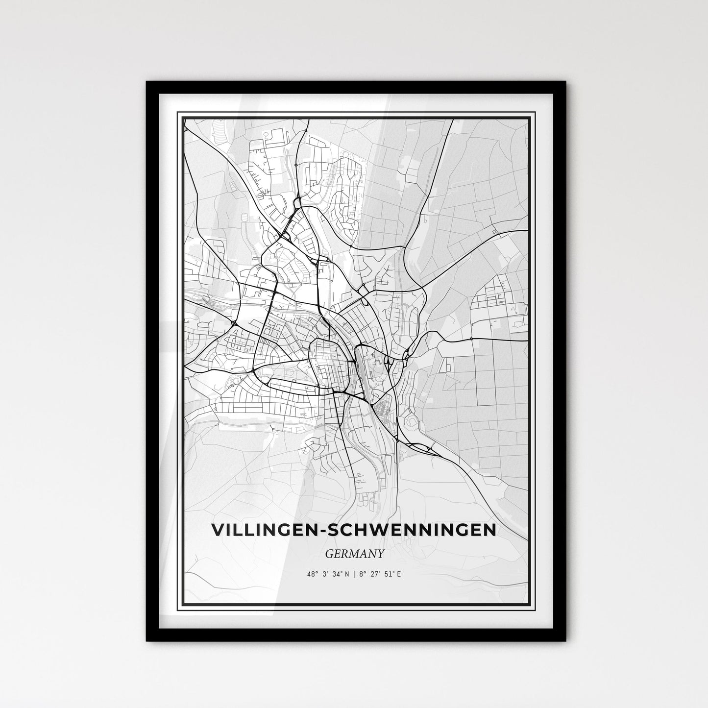 Villingen-Schwenningen Germany - Scandinavian Style City Map for Modern Home Decor