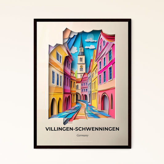 Vivid Villingen-Schwenningen, Germany - a street with a clock tower