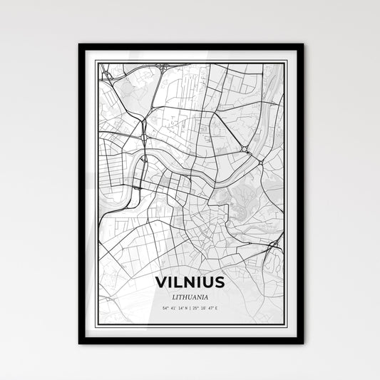 Vilnius Lithuania - Scandinavian Style City Map for Modern Home Decor