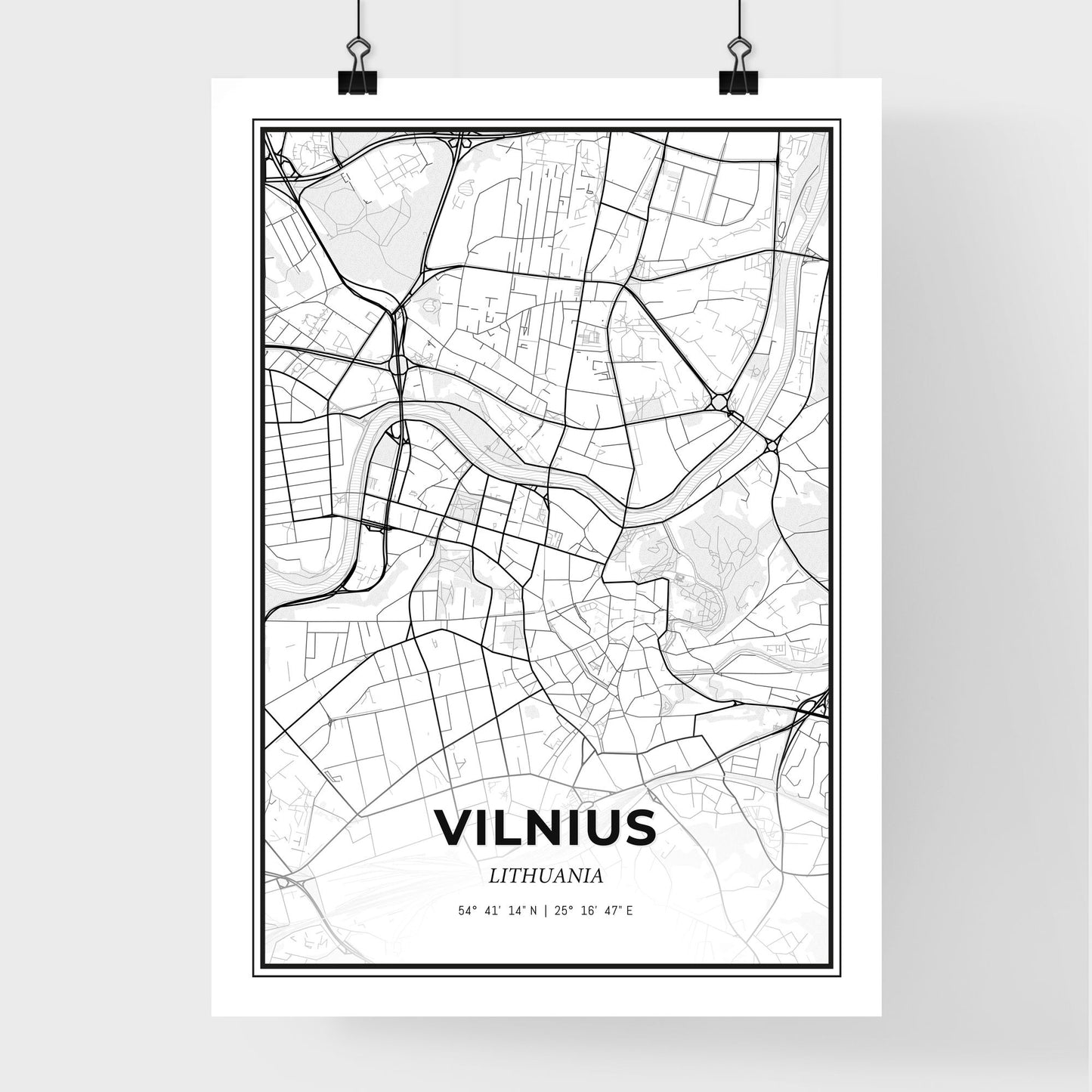 Vilnius Lithuania - Premium City Map Poster