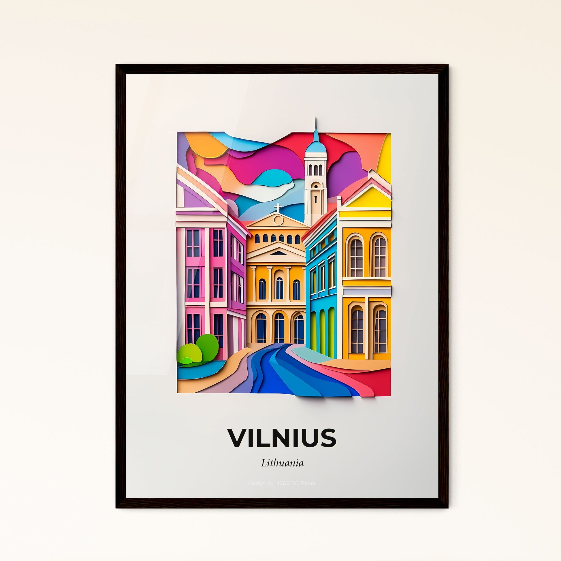 Vivid Vilnius, Lithuania - a colorful city scene with a clock tower