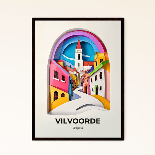 Vivid Vilvoorde , Belgium - a paper cut of a city with a rainbow