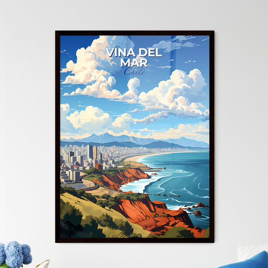 Vibrant Skyline City Painting: Vina del Mar on a Cliff by the Ocean Default Title