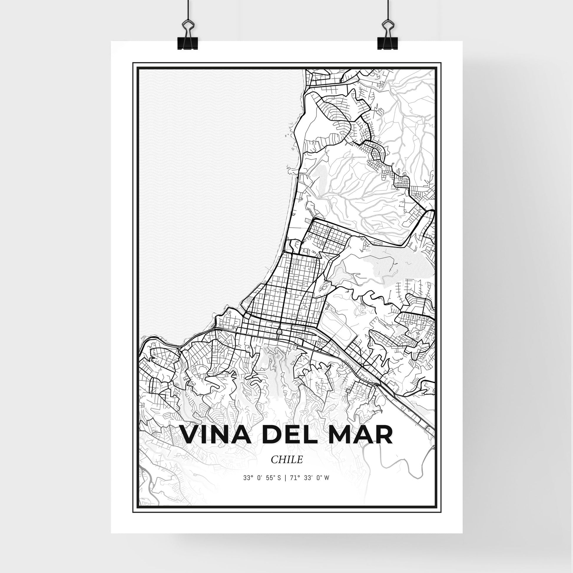 Vina del Mar Chile - Premium City Map Poster