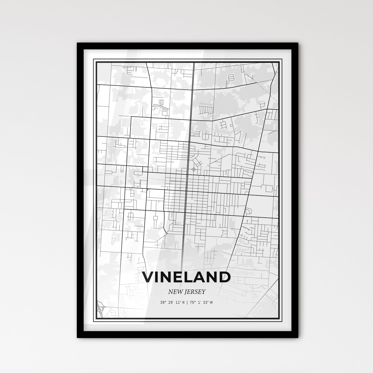 Vineland New Jersey - Scandinavian Style City Map for Modern Home Decor