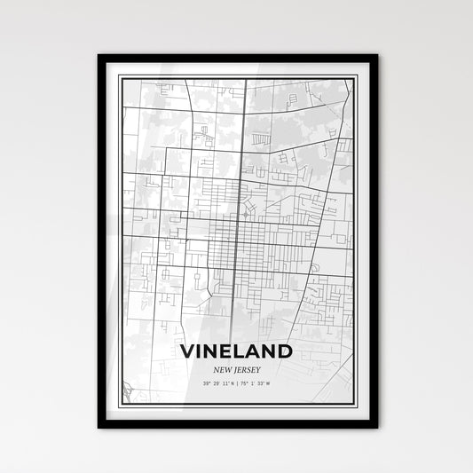 Vineland New Jersey - Scandinavian Style City Map for Modern Home Decor