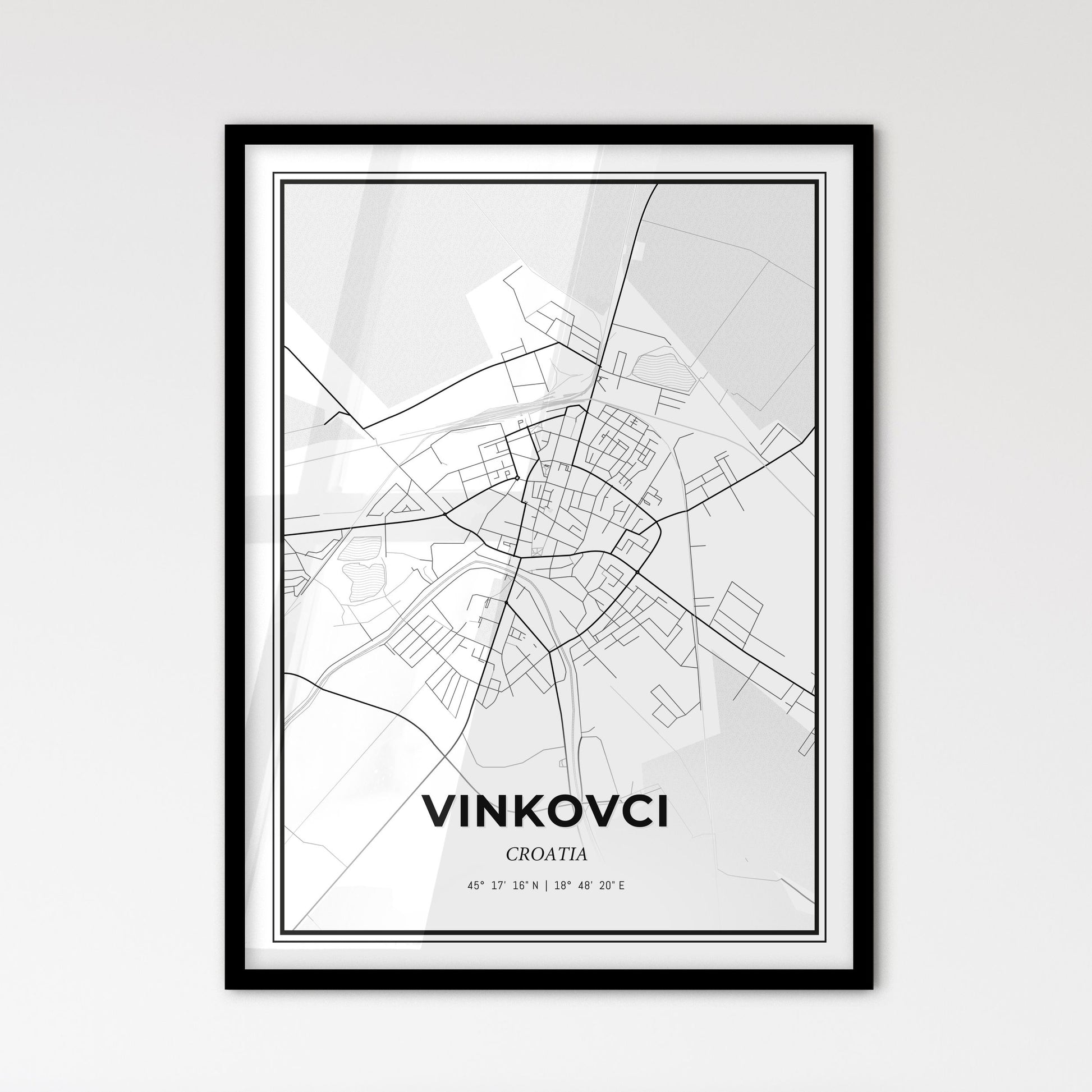 Vinkovci Croatia - Scandinavian Style City Map for Modern Home Decor