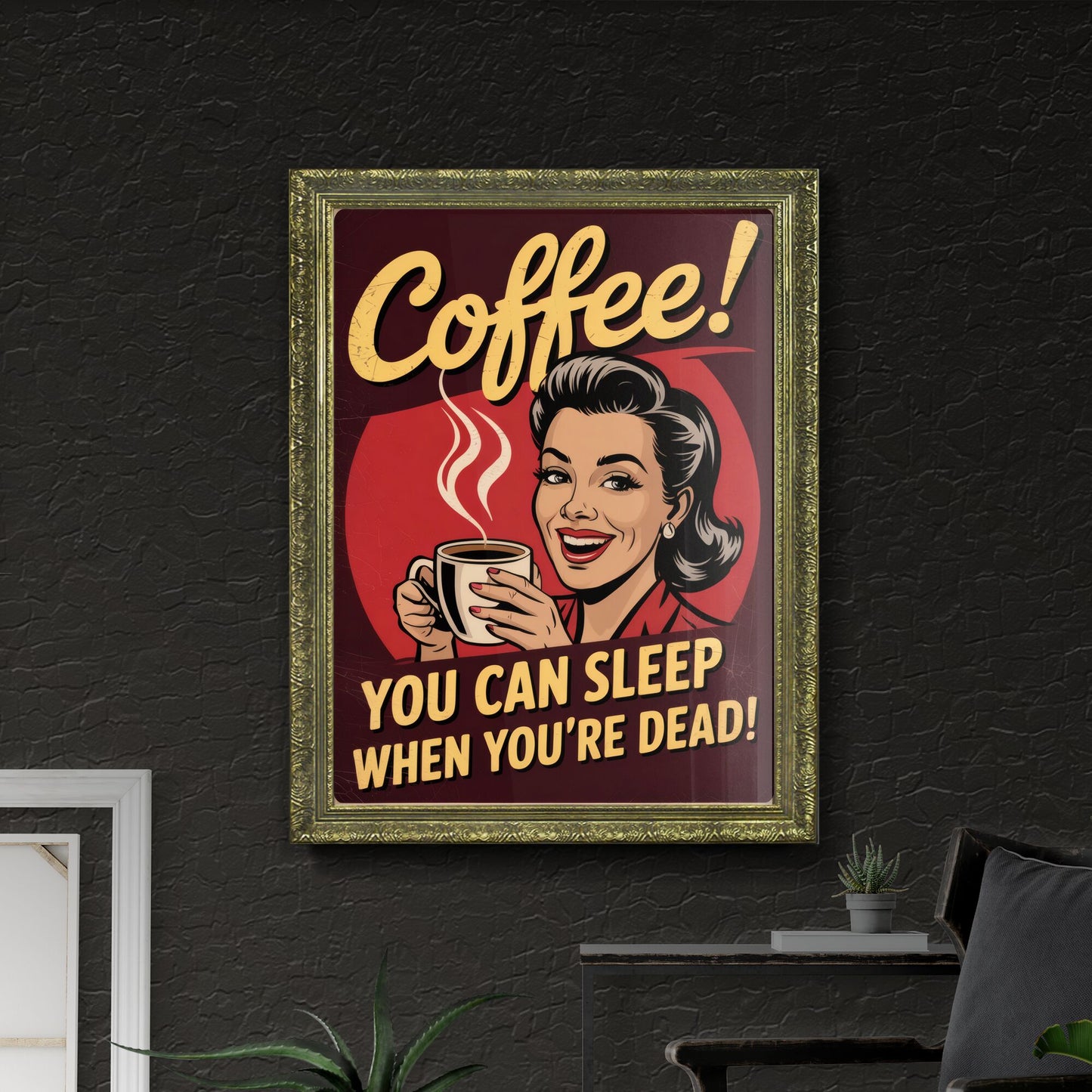 Vintage Coffee Advertisement: Embrace Life with a Smile and a Cuppa!