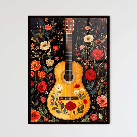 Midsummer Floral Collage: Guitar & Oaxacan Embroidery Patterns, Red & White Roses, Valentines Hearts, Boho Vibes on Dark Background Default Title