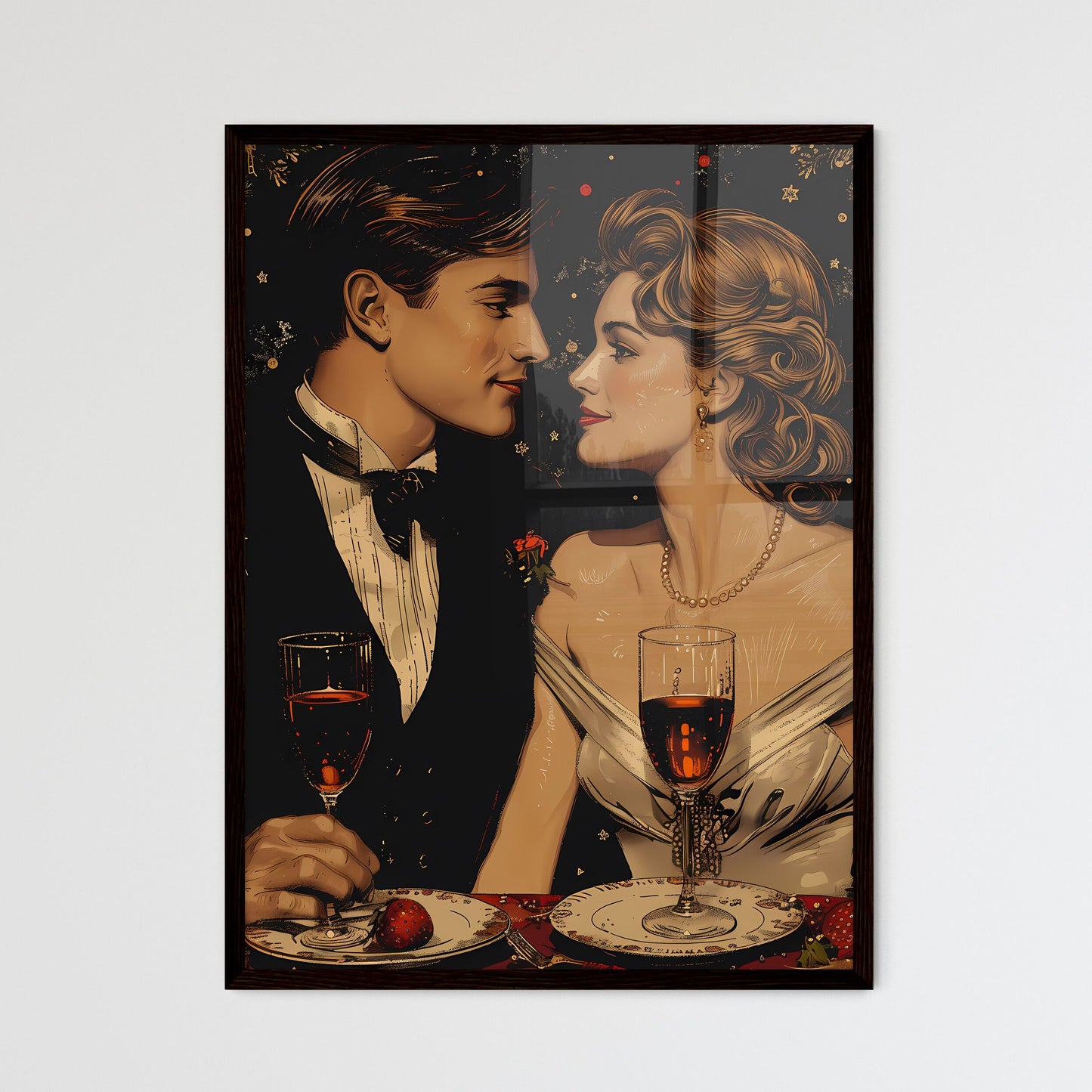 Retro New Year's Eve painting art featuring  - Framed Art Print