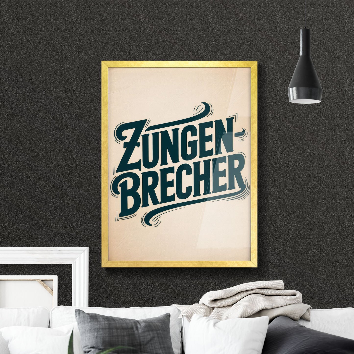 Vintage Typography Design: Zungen-Brecher - Bold Script on Textured Background