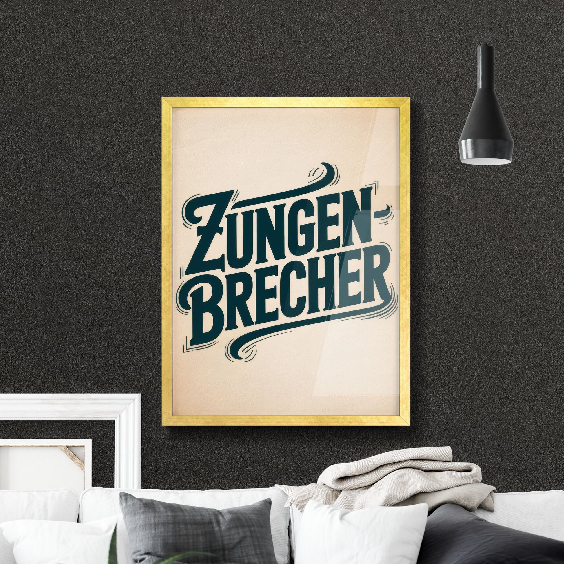 Vintage Typography Design: Zungen-Brecher - Bold Script on Textured Background