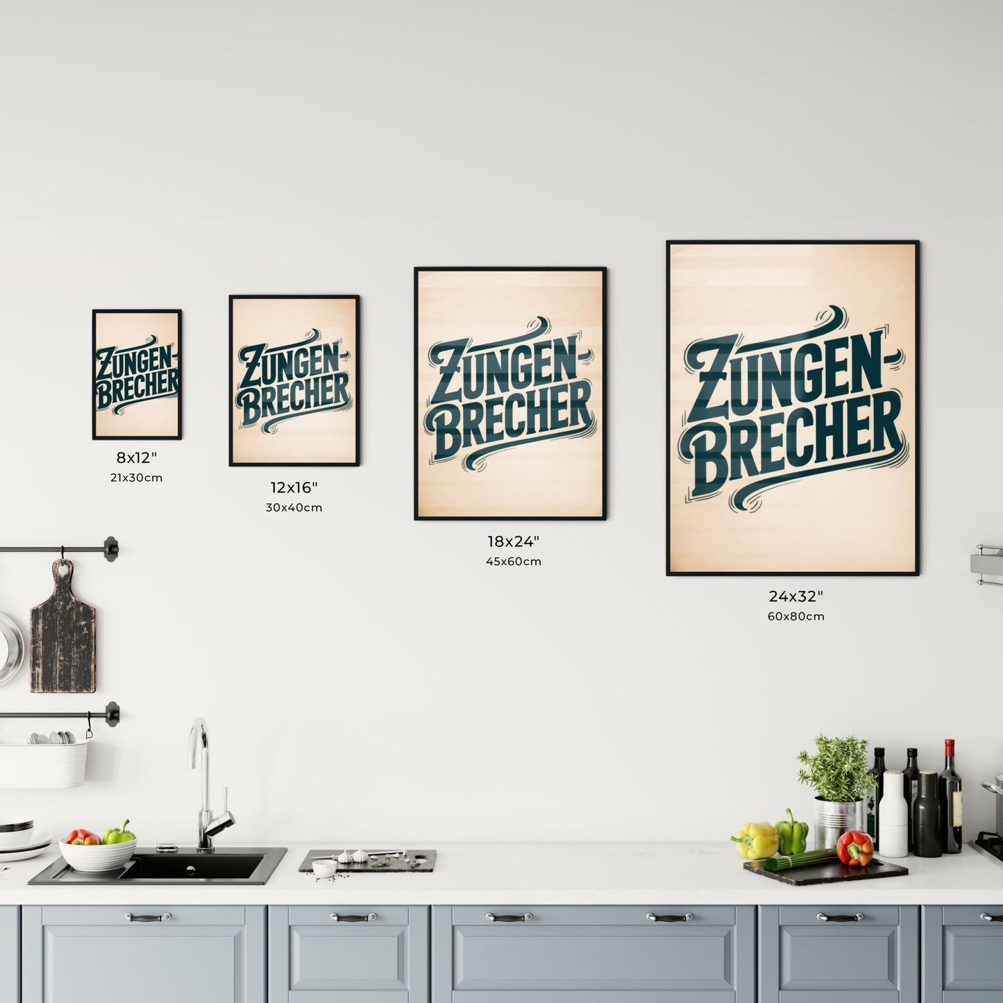 Vintage Typography Design: Zungen-Brecher - Bold Script on Textured Background Chart
