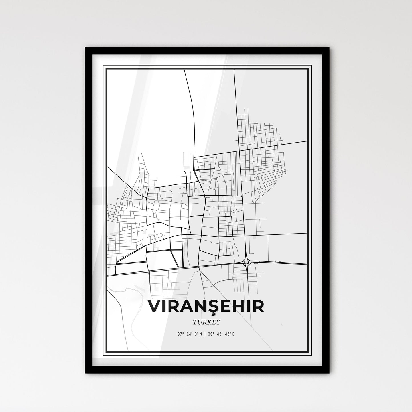 Viranşehir Turkey - Scandinavian Style City Map for Modern Home Decor