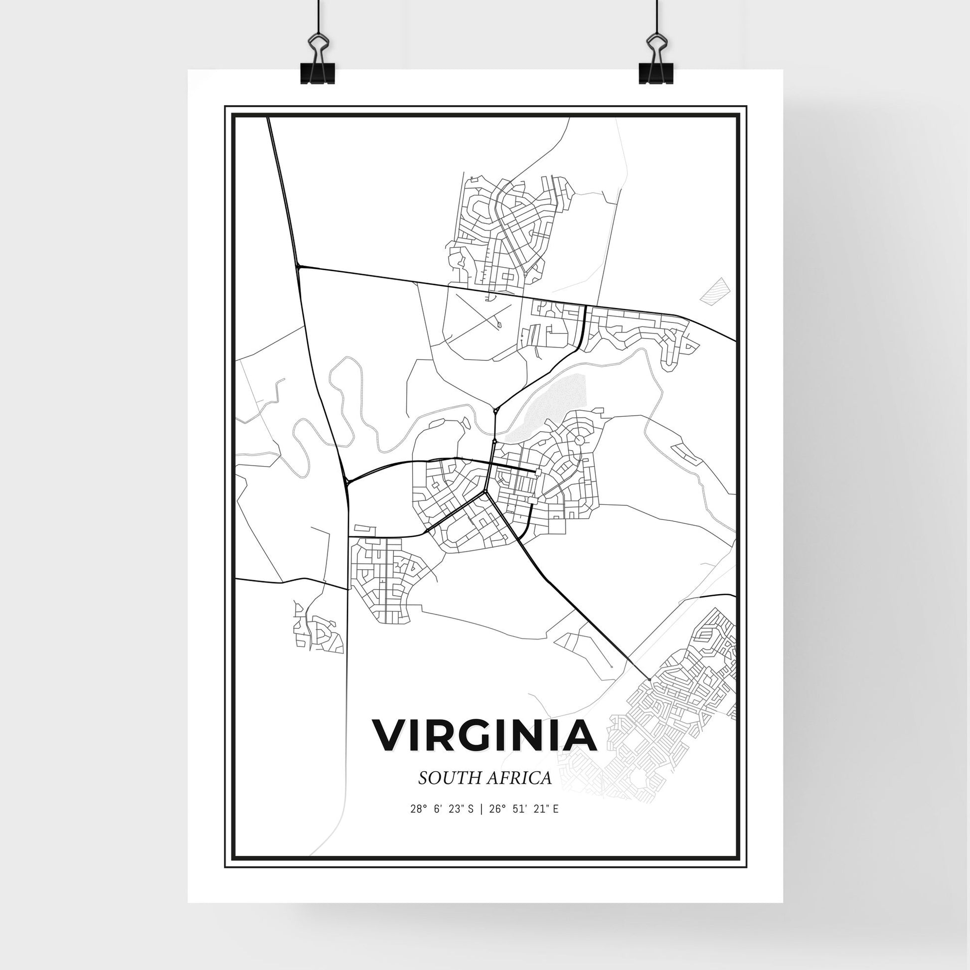 Virginia South Africa - Premium City Map Poster