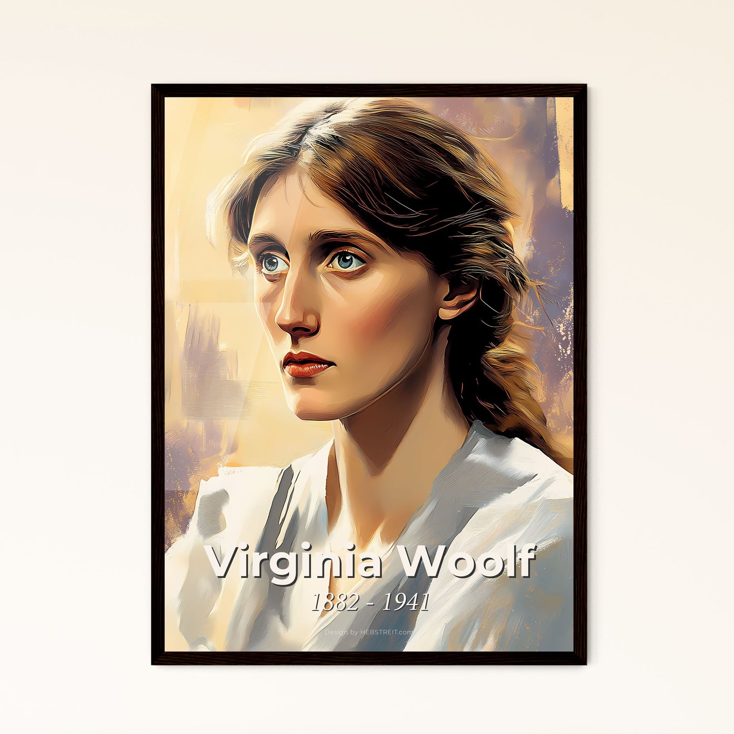 Portrait of Virginia Woolf, 1882 - 1941. Impressionistic painting of a woman looking to the side.