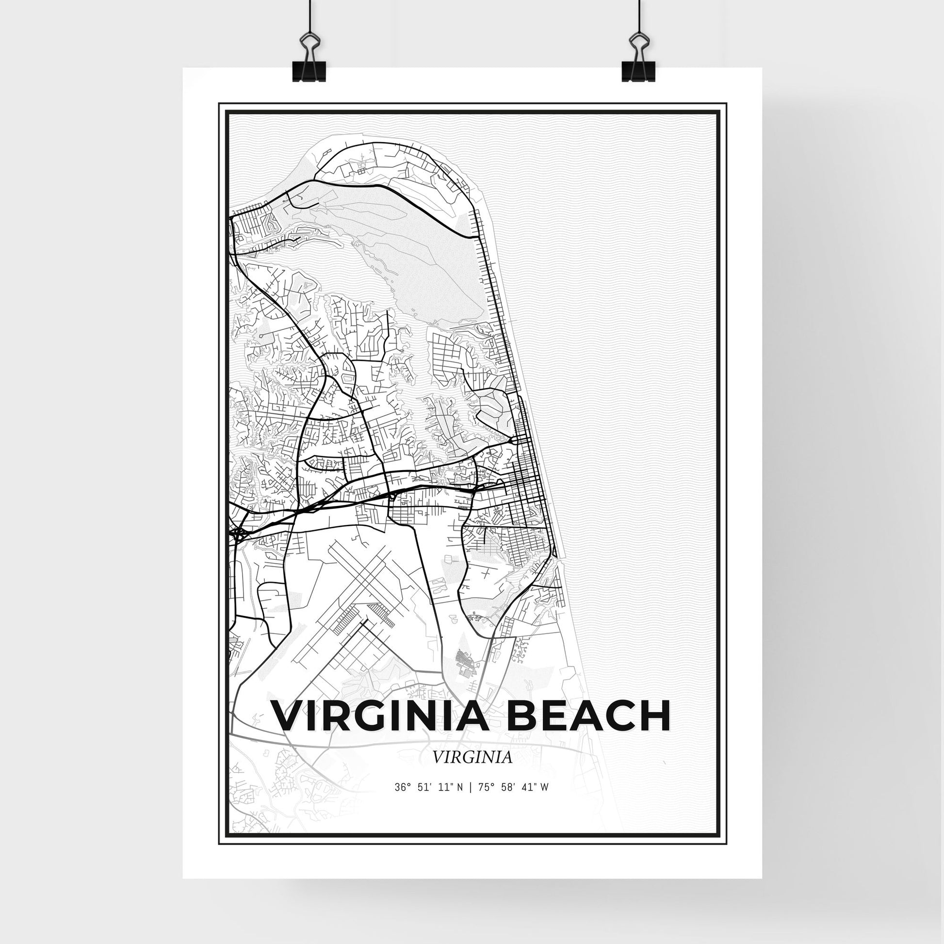 Virginia Beach Virginia - Premium City Map Poster