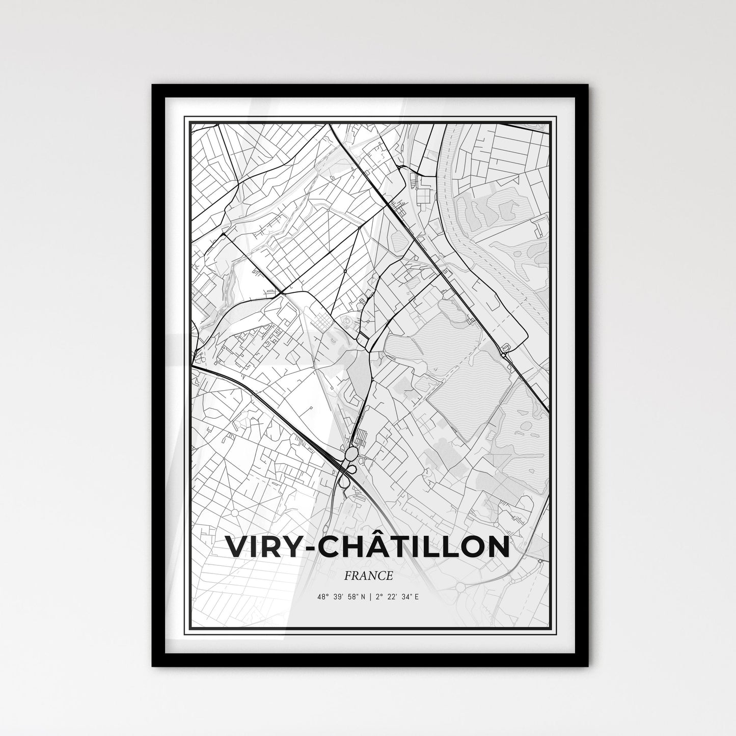 Viry-Châtillon France - Scandinavian Style City Map for Modern Home Decor