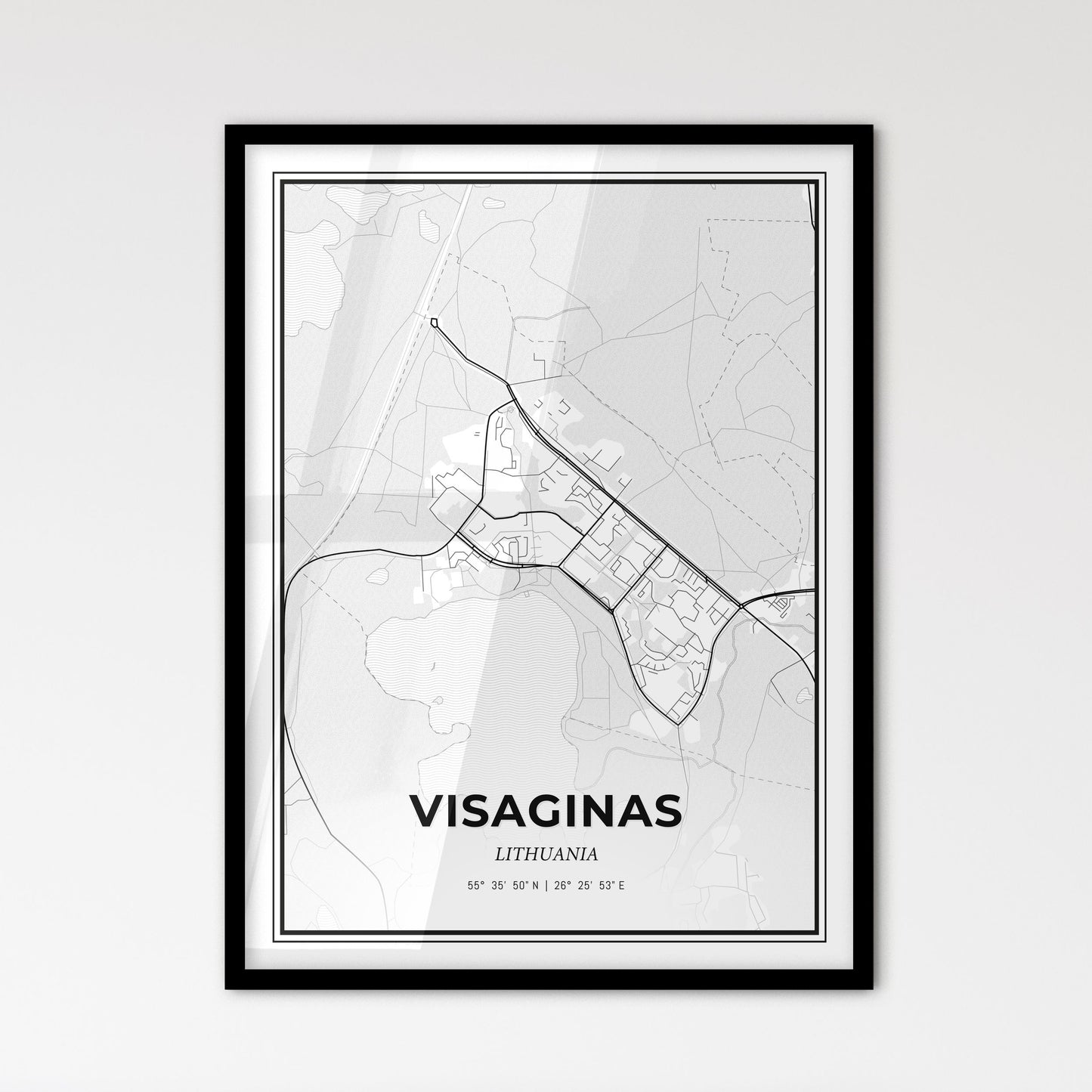 Visaginas Lithuania - Scandinavian Style City Map for Modern Home Decor