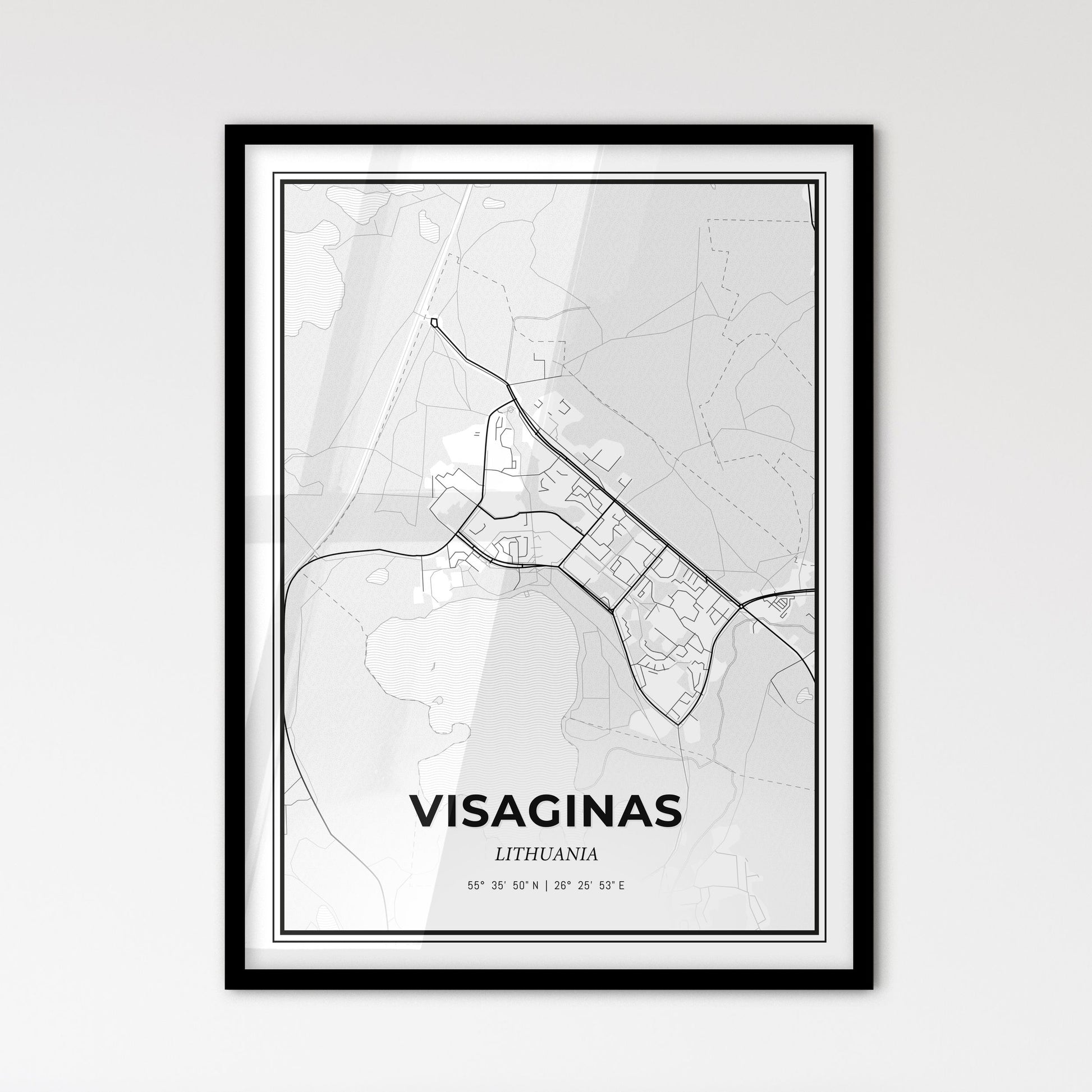 Visaginas Lithuania - Scandinavian Style City Map for Modern Home Decor