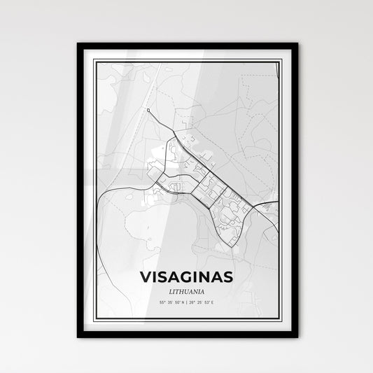 Visaginas Lithuania - Scandinavian Style City Map for Modern Home Decor