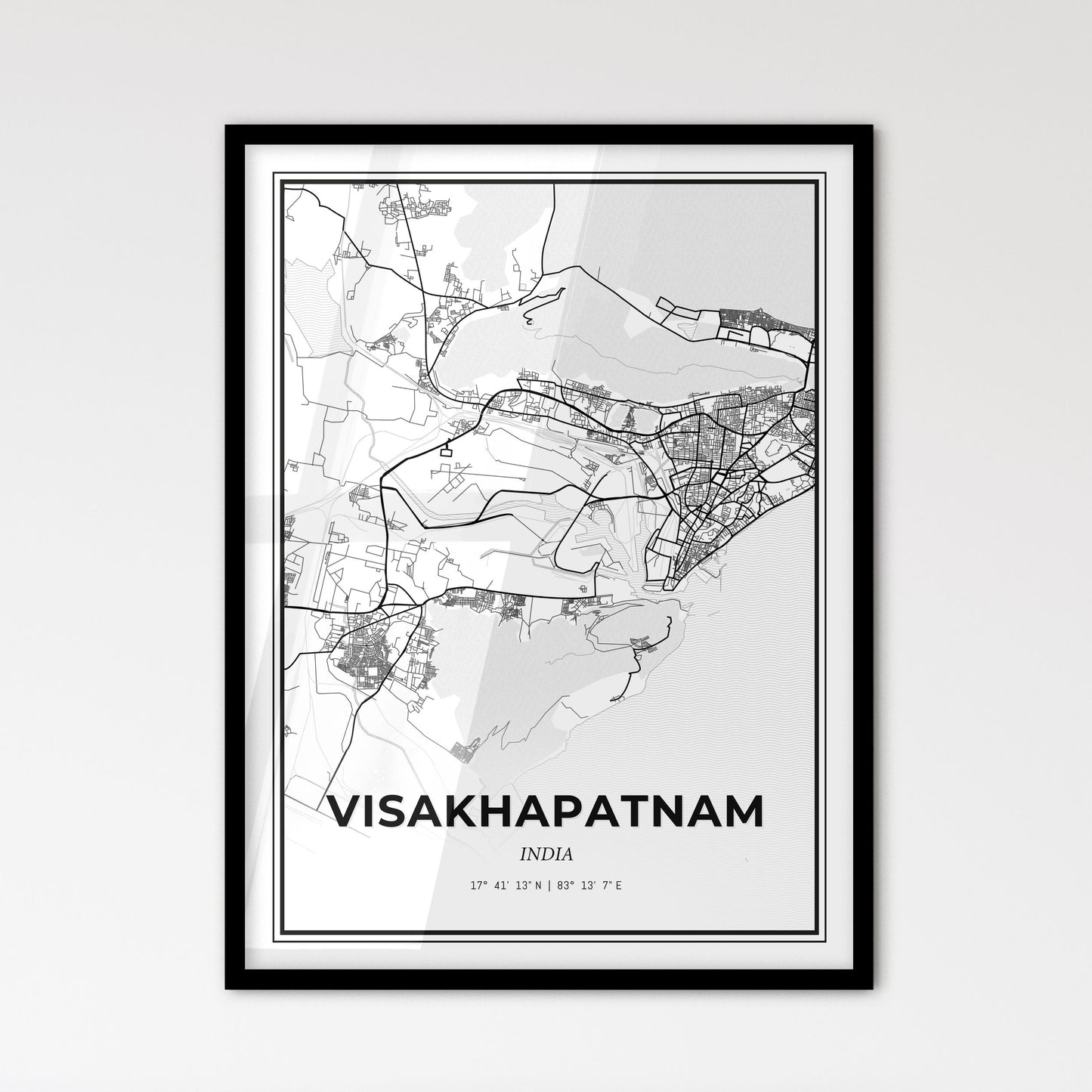 Visakhapatnam India - Scandinavian Style City Map for Modern Home Decor