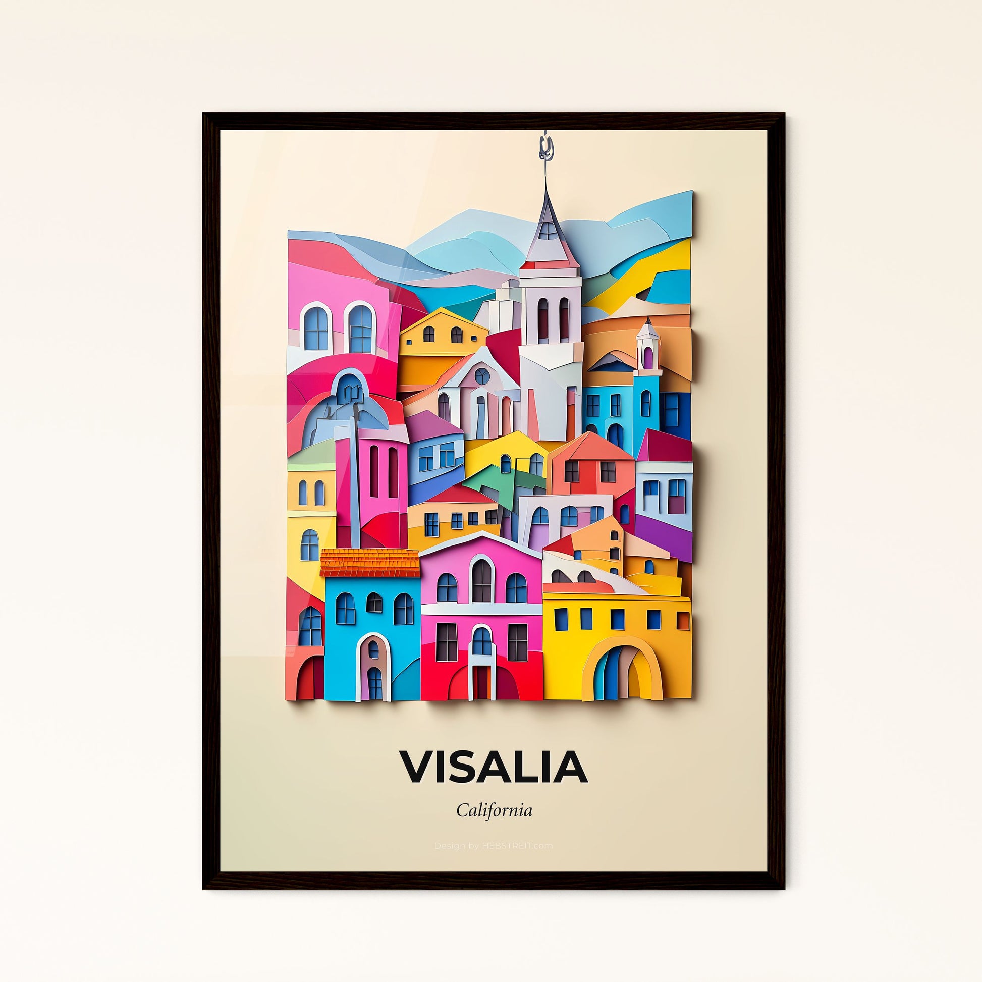 Vivid Visalia, California - a colorful city with a clock tower on top of it