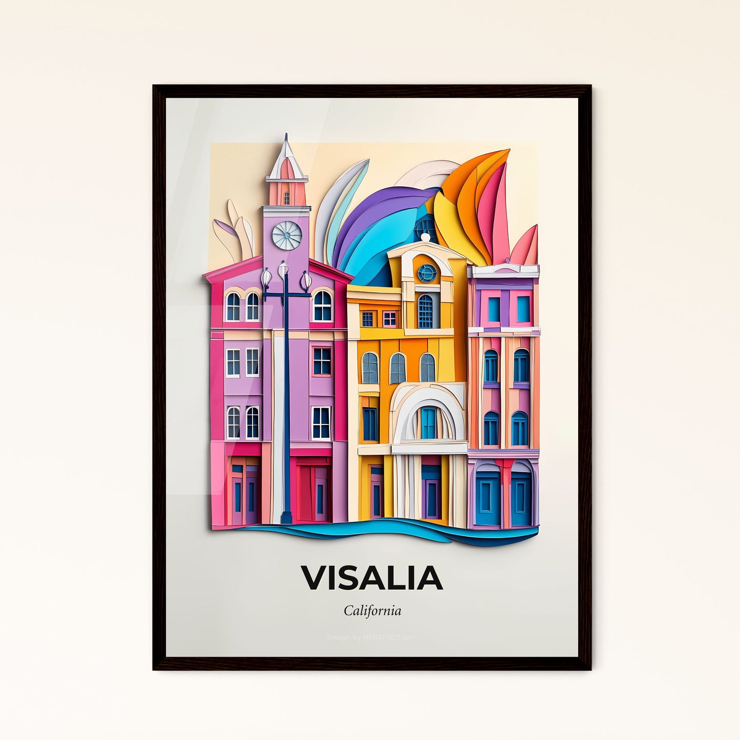 Vivid Visalia, California - a colorful city with a clock tower and a clock