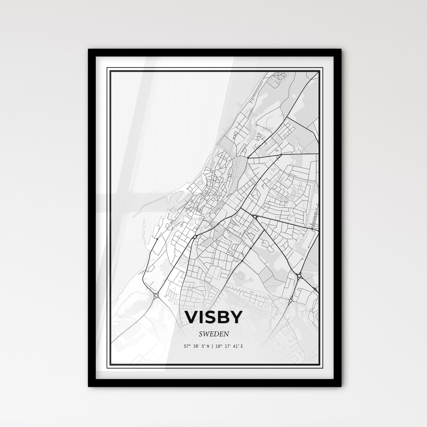 Visby Sweden - Scandinavian Style City Map for Modern Home Decor