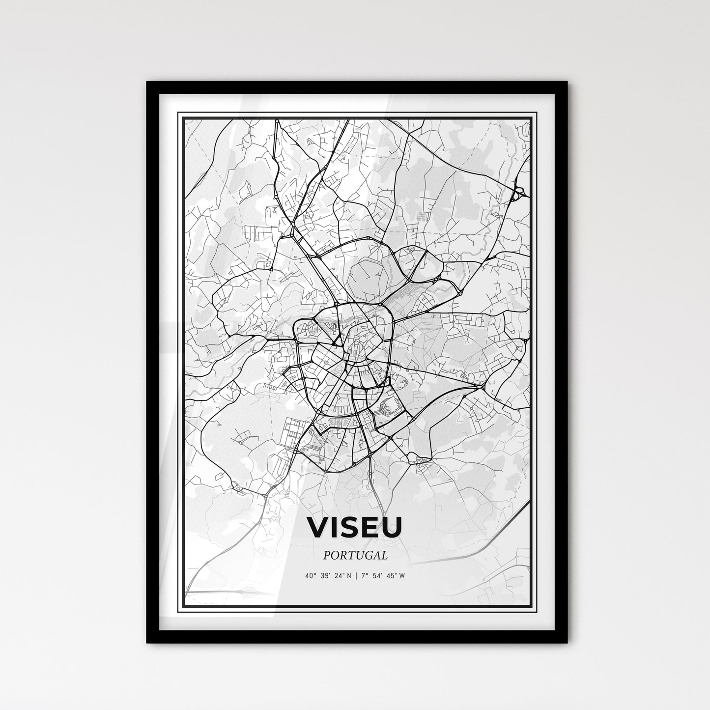 Viseu Portugal - Scandinavian Style City Map for Modern Home Decor