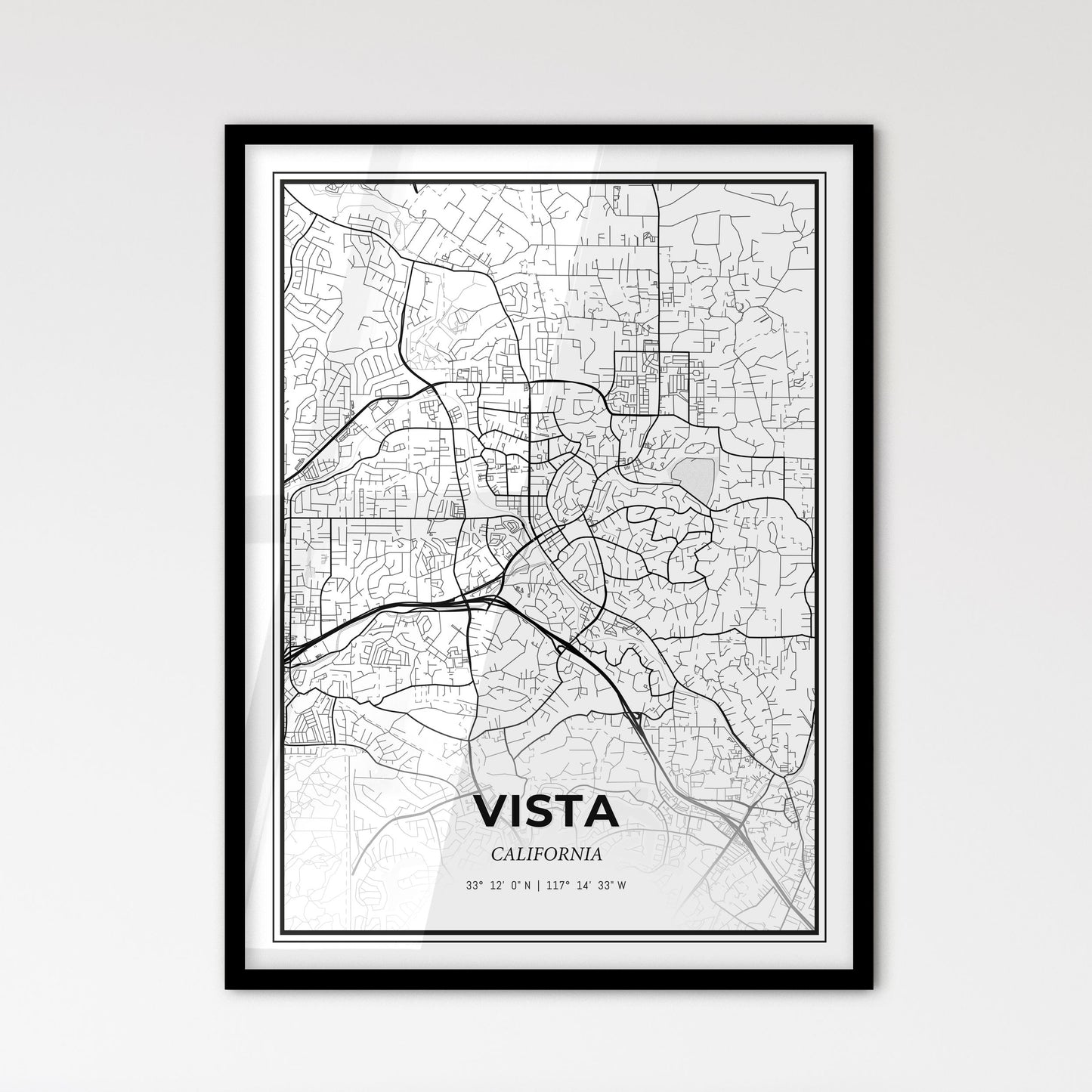 Vista California - Scandinavian Style City Map for Modern Home Decor