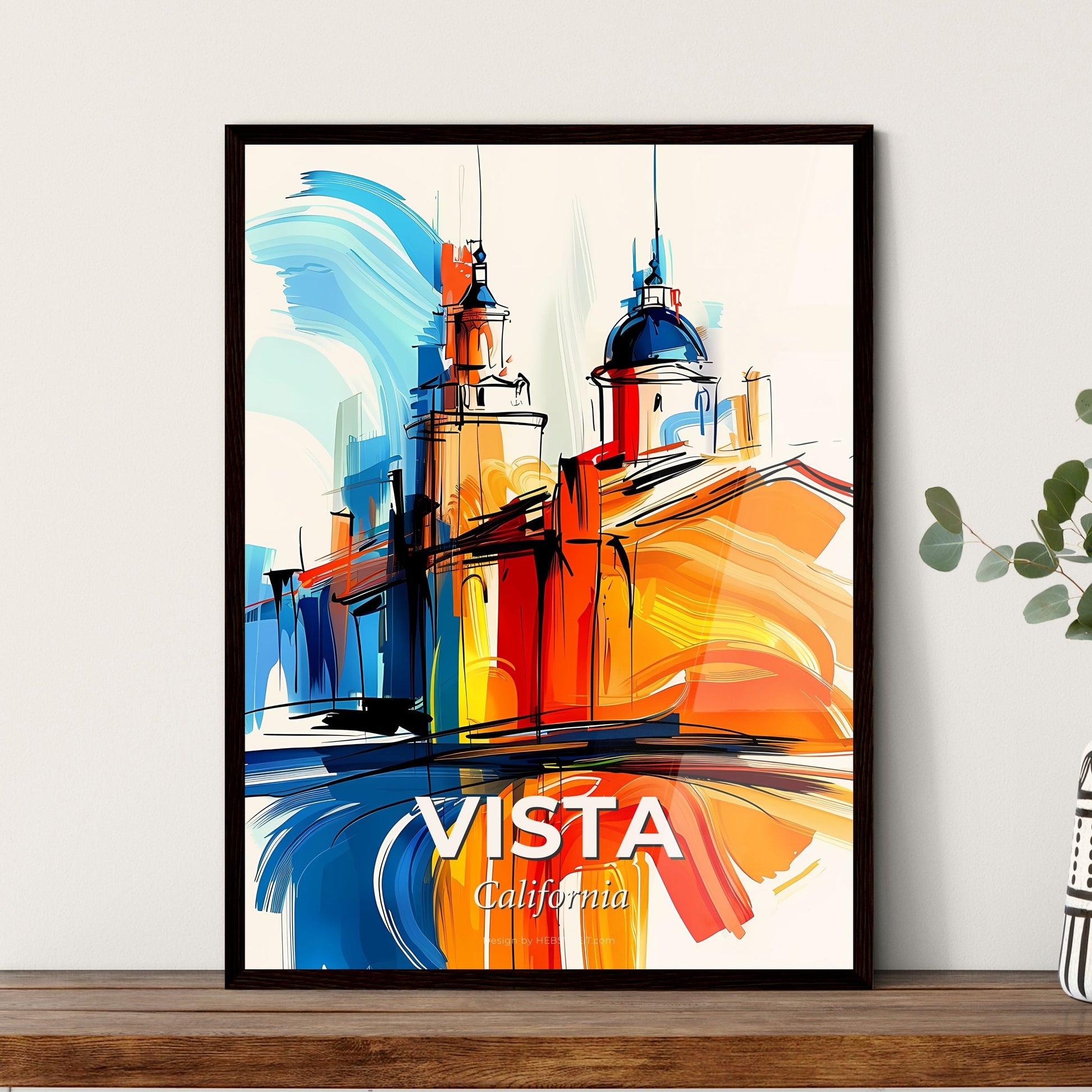 Vibrant Vista, California - A Painting Of A Building