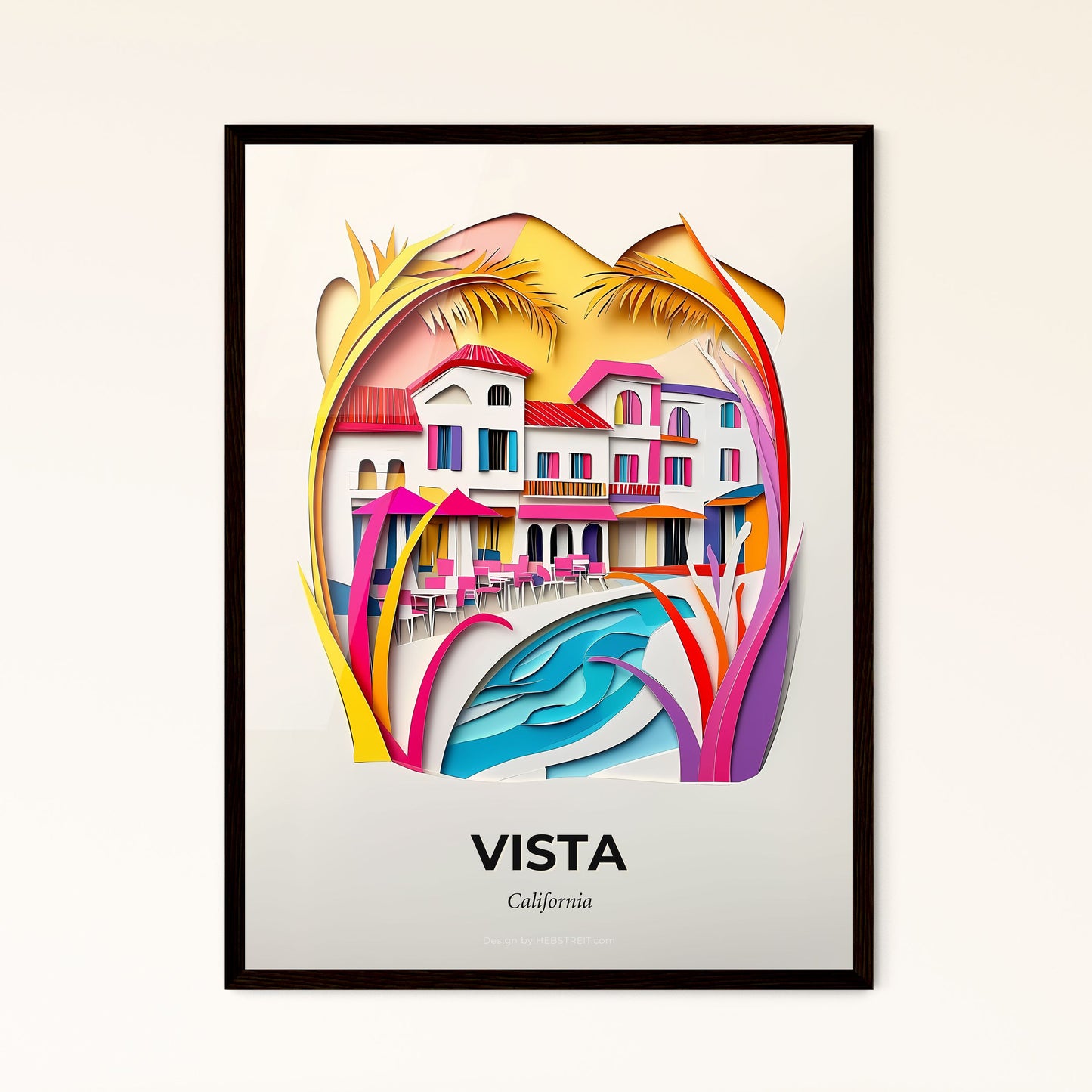 Vivid Vista, California - a paper cut of a house and a pool