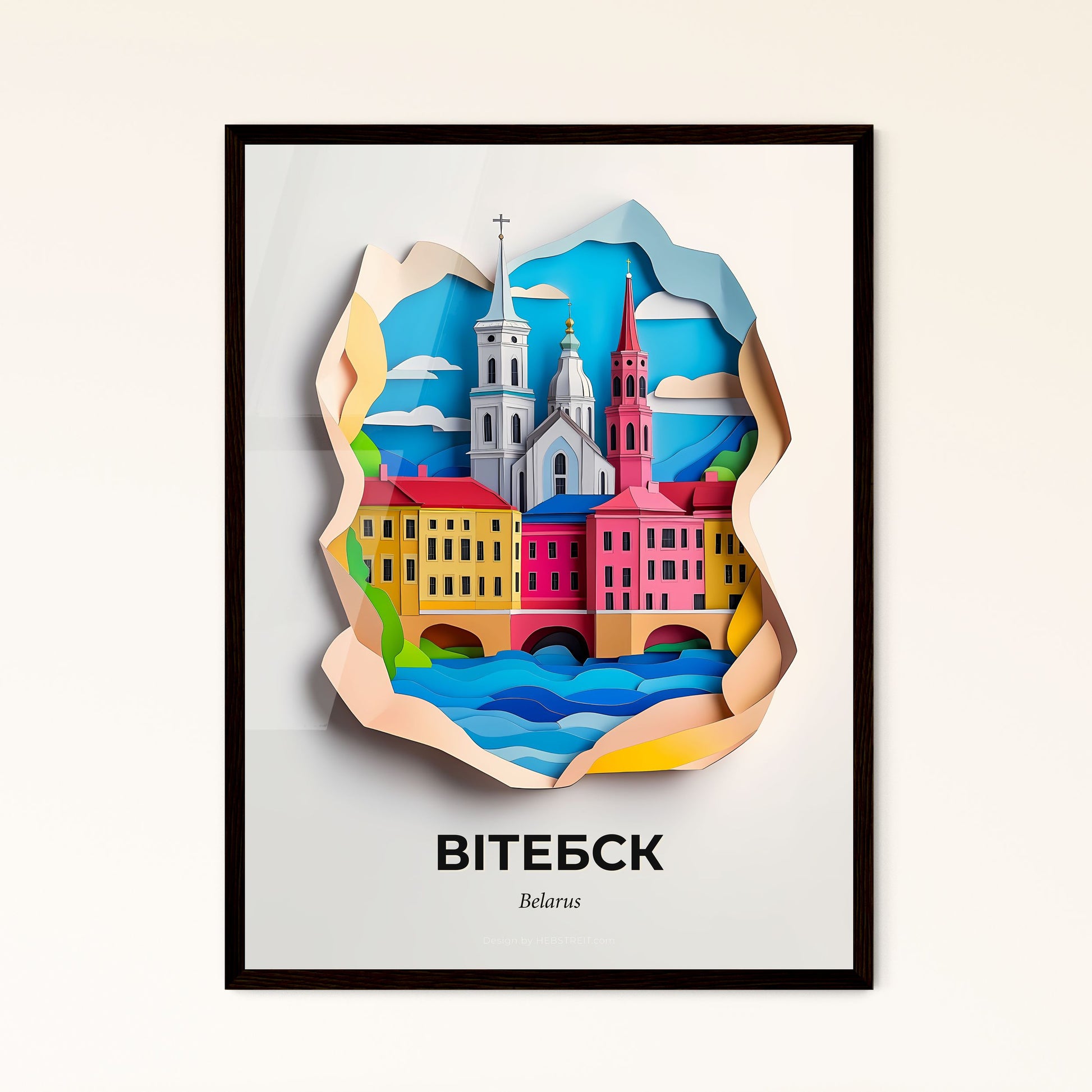 Vivid Vitebsk, Belarus - a paper cut of a city with a bridge